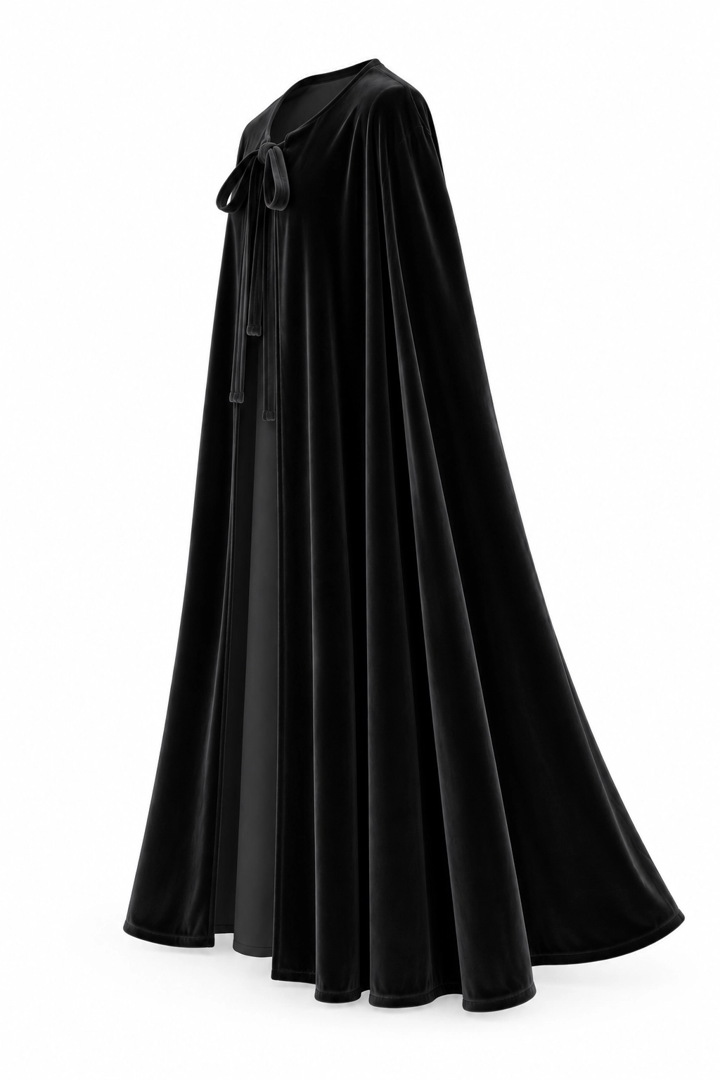 01911-negro copia Capa larga de terciopelo negra con lazada