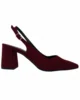 Zapato destalonado granate de ante con tacón ancho Zapato destalonado granate de ante con tacón ancho