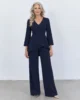 Conjunto azul marino de pantalón y cuerpo peplum Conjunto azul marino de pantalón y cuerpo peplum