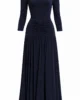 Vestido midi azul marino de punto con hombros descubiertos Vestido midi azul marino de punto con hombros descubiertos